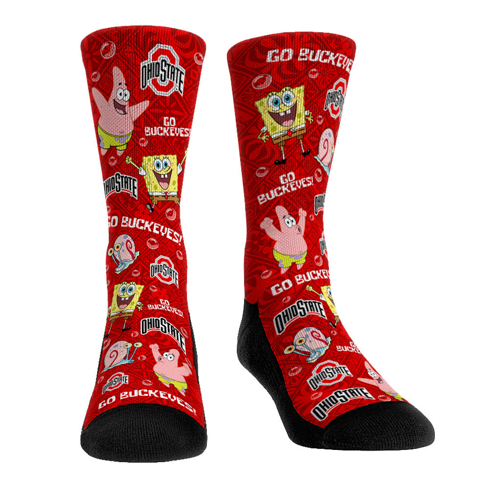 Ohio State Buckeyes - SpongeBob SquarePants Characters All-Over Crew Socks