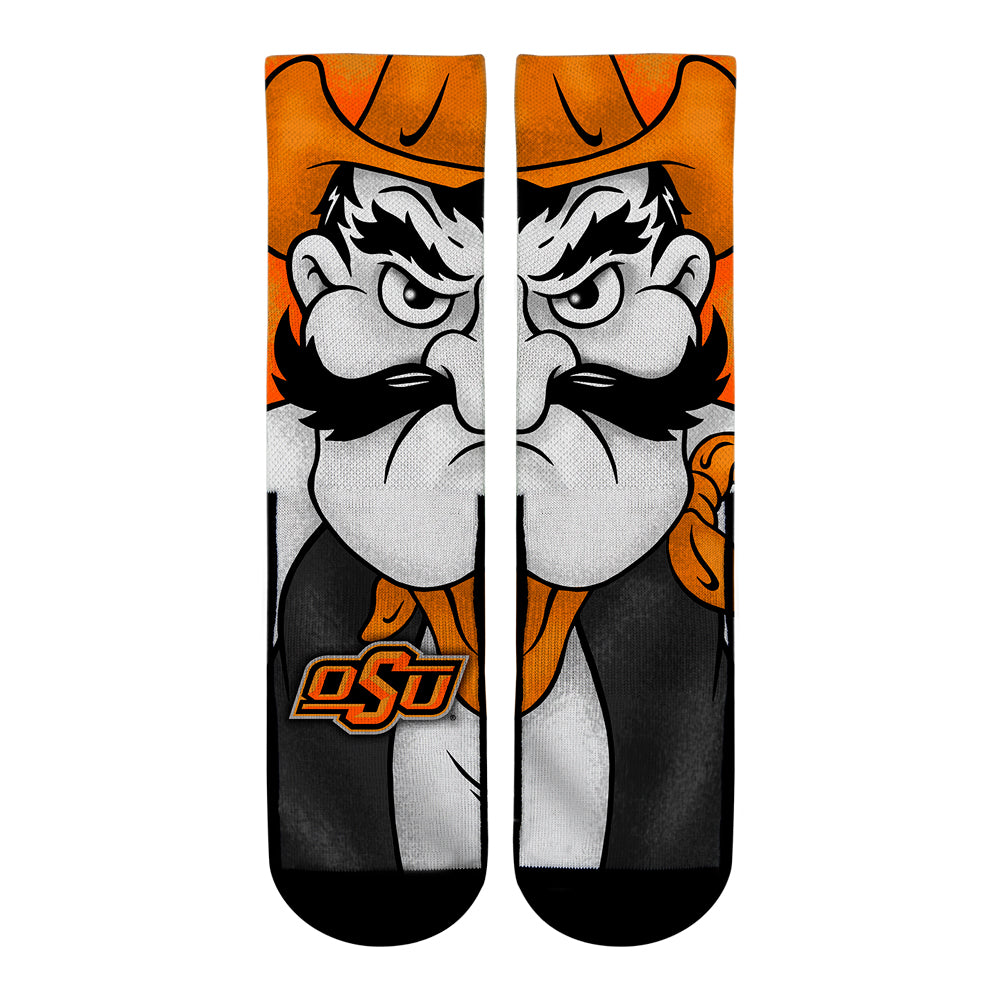 Oklahoma State Cowboys - Pistol Pete Mascot Crew Socks