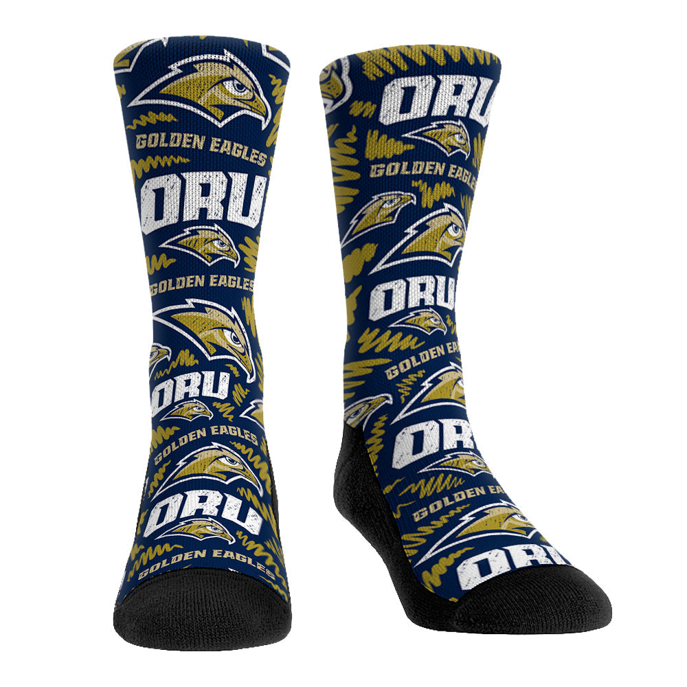 Oral Roberts Golden Eagles - Logo Sketch Crew Socks