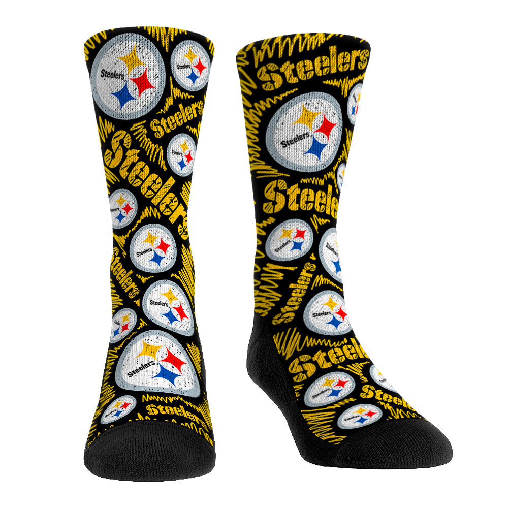 Pittsburgh Steelers - Logo Sketch (Black) Crew Socks