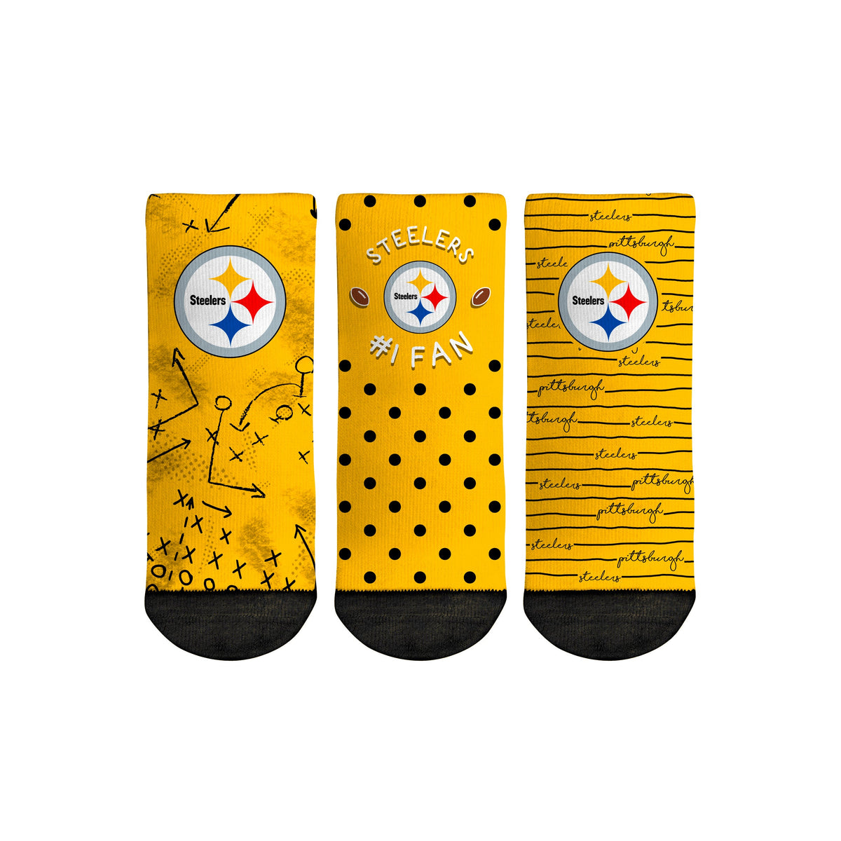 Pittsburgh Steelers - Number 1 Fan 3-Pack (Toddler) Socks