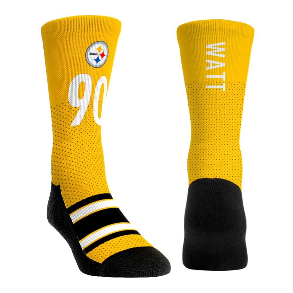 T.J. Watt - Pittsburgh Steelers - Jersey (Yellow) Crew Socks