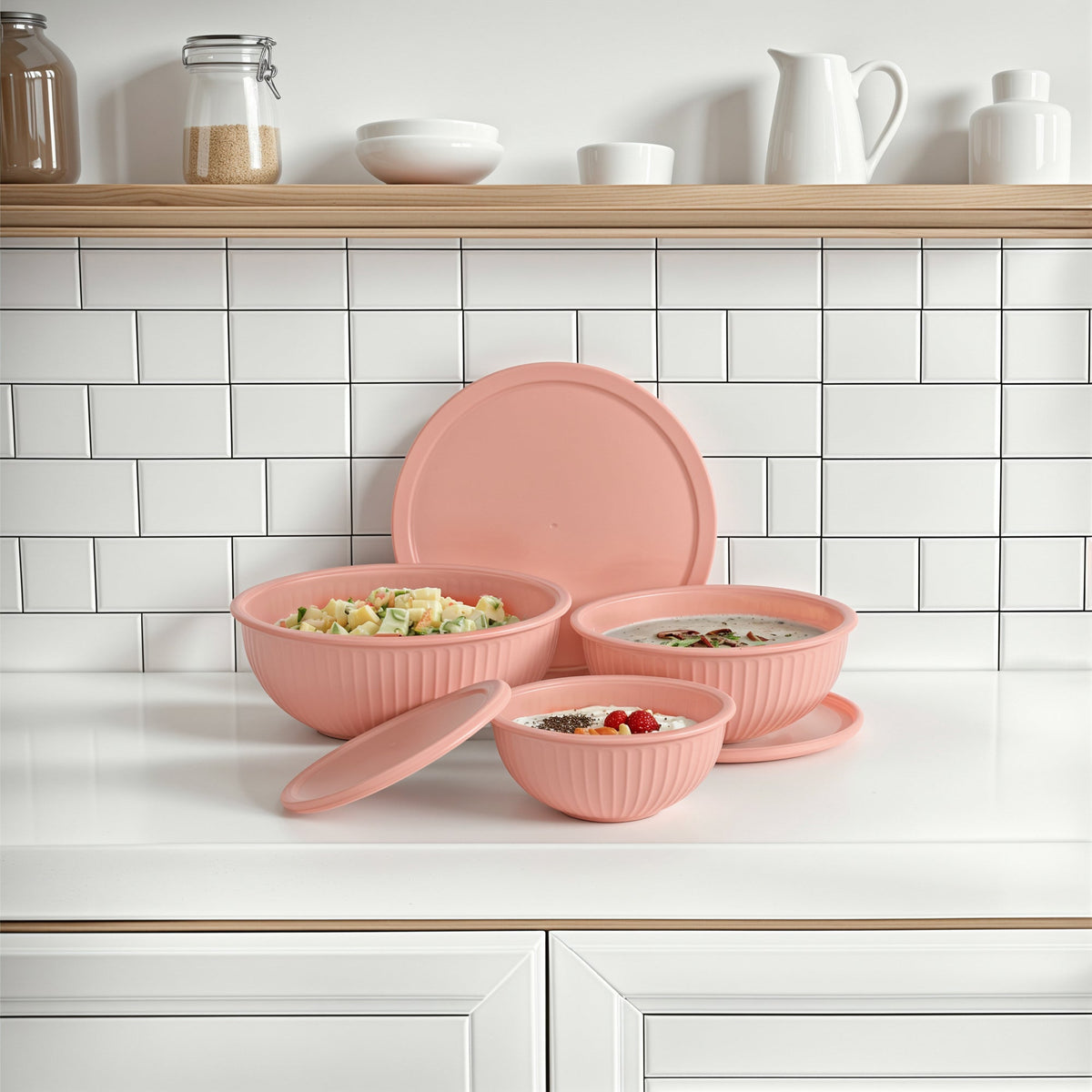 Genicook Rainbowl Three-Piece Glass Mixing Bowl Set