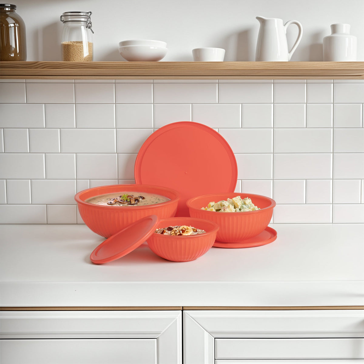 Genicook Rainbowl Three-Piece Glass Mixing Bowl Set