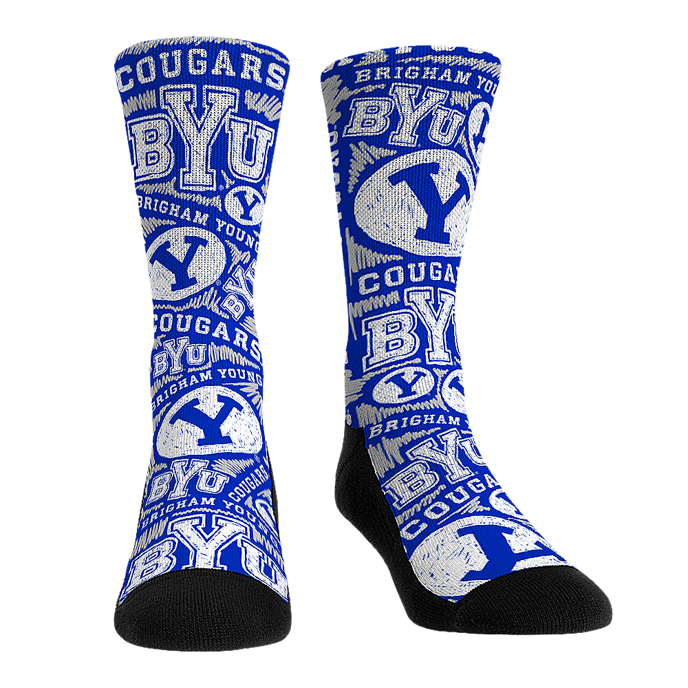 BYU Cougars - Logo Sketch Crew Socks
