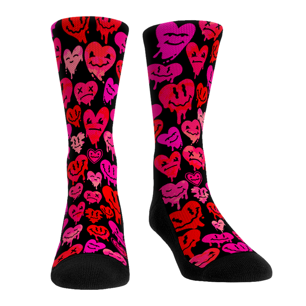 Trippy Hearts (Black) Crew Socks