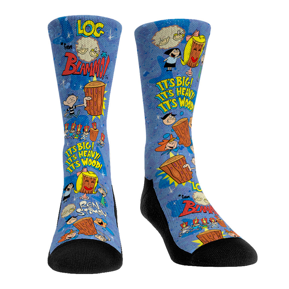 Ren & Stimpy - Log All-Over Icons Crew Socks