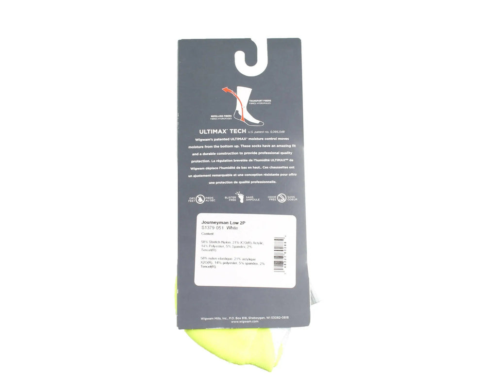 WigWam Journeyman Low Ankle Socks 2-Pack White/Yellow