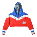 Le Tigre Evelyn Crop-Top Women’s Hoodie – Blue/White/Red