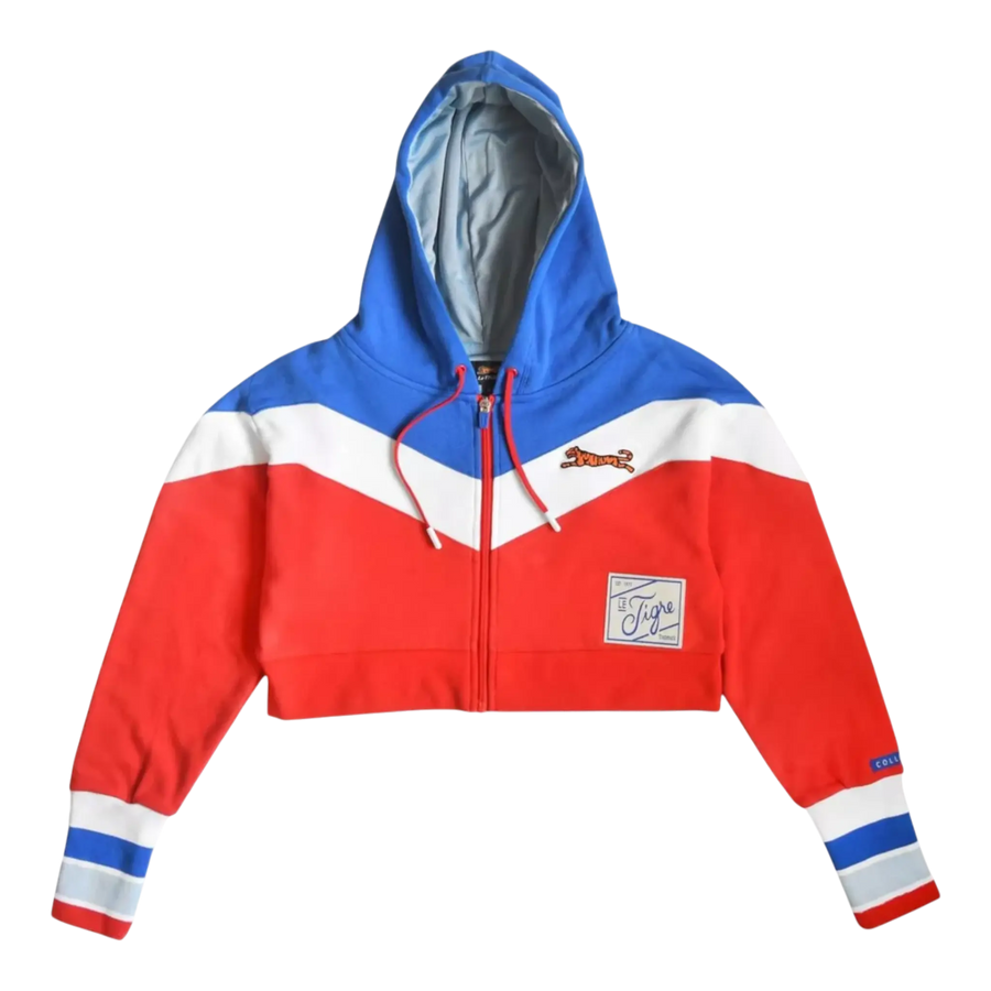 Le Tigre Evelyn Crop-Top Women’s Hoodie – Blue/White/Red