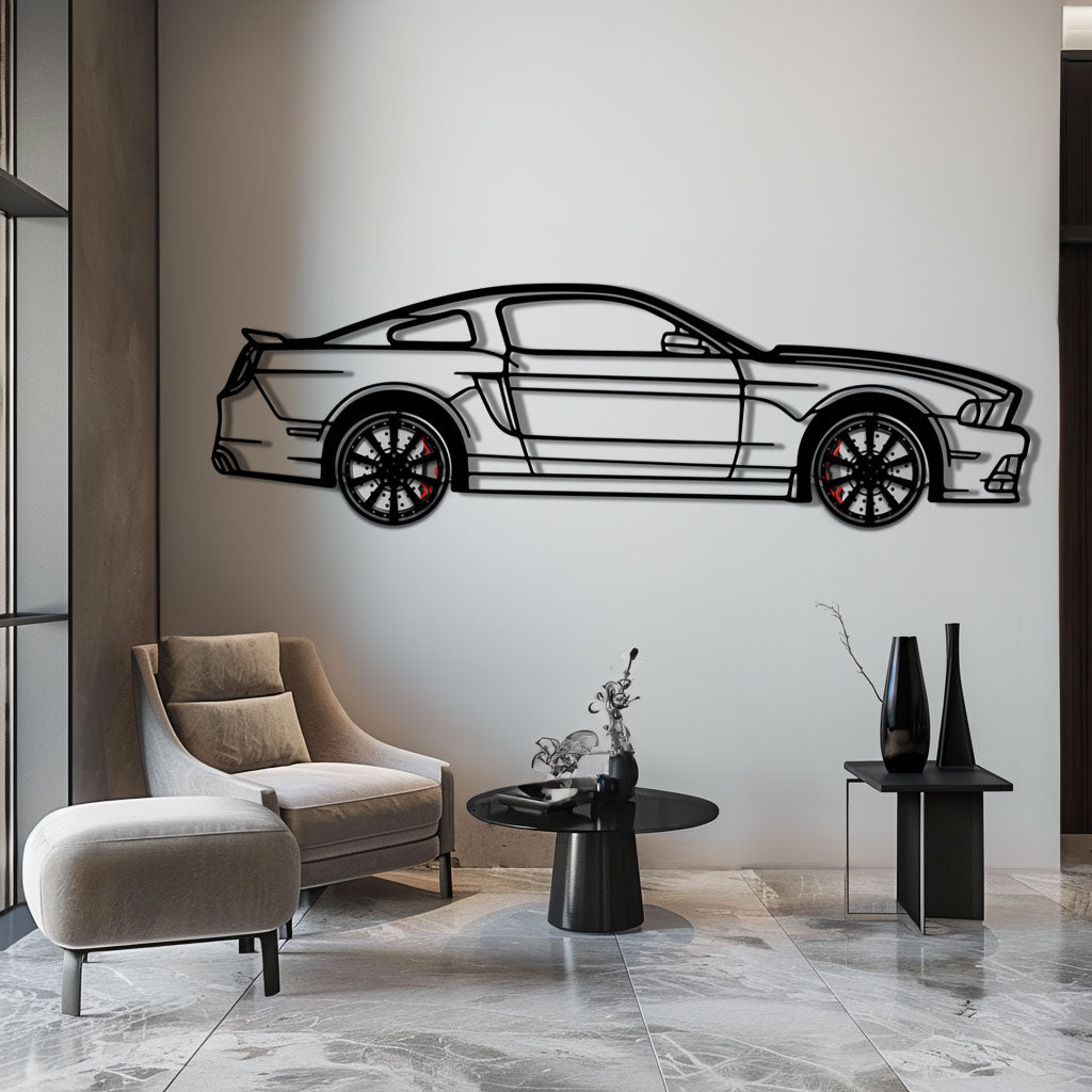WONDERWALL 'L’Atelier Fun Collection' 2013 Ford Mustang GT Metal Car Wall Art with Rotating Wheels - S197 Modern Muscle Silhouette - Interactive Automotive Wall Decor- KAFMEKA141