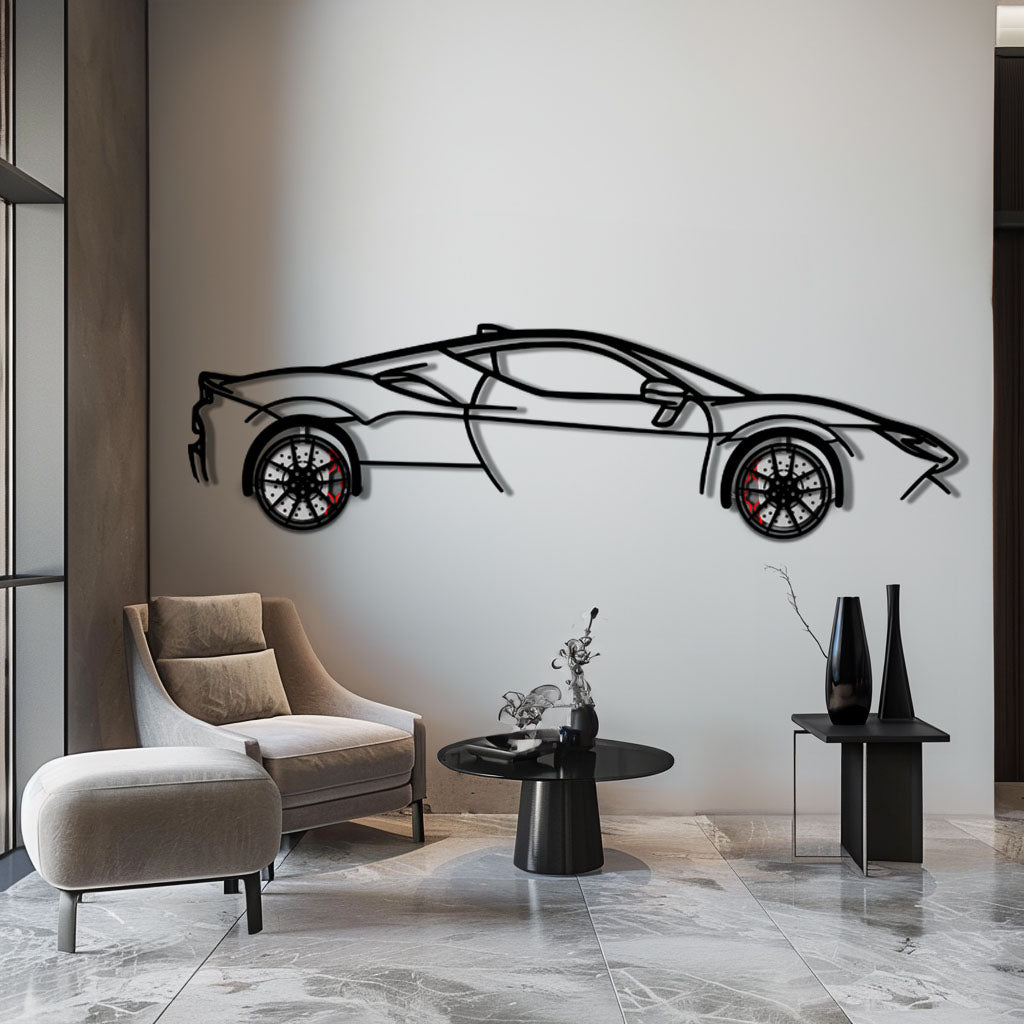 WONDERWALL 'L’Atelier Fun Collection' Ferrari SF90 Stradale Metal Car Wall Art with Rotating Wheels - Hybrid Hypercar Silhouette - Interactive Automotive Wall Decor - KAFMEKA135