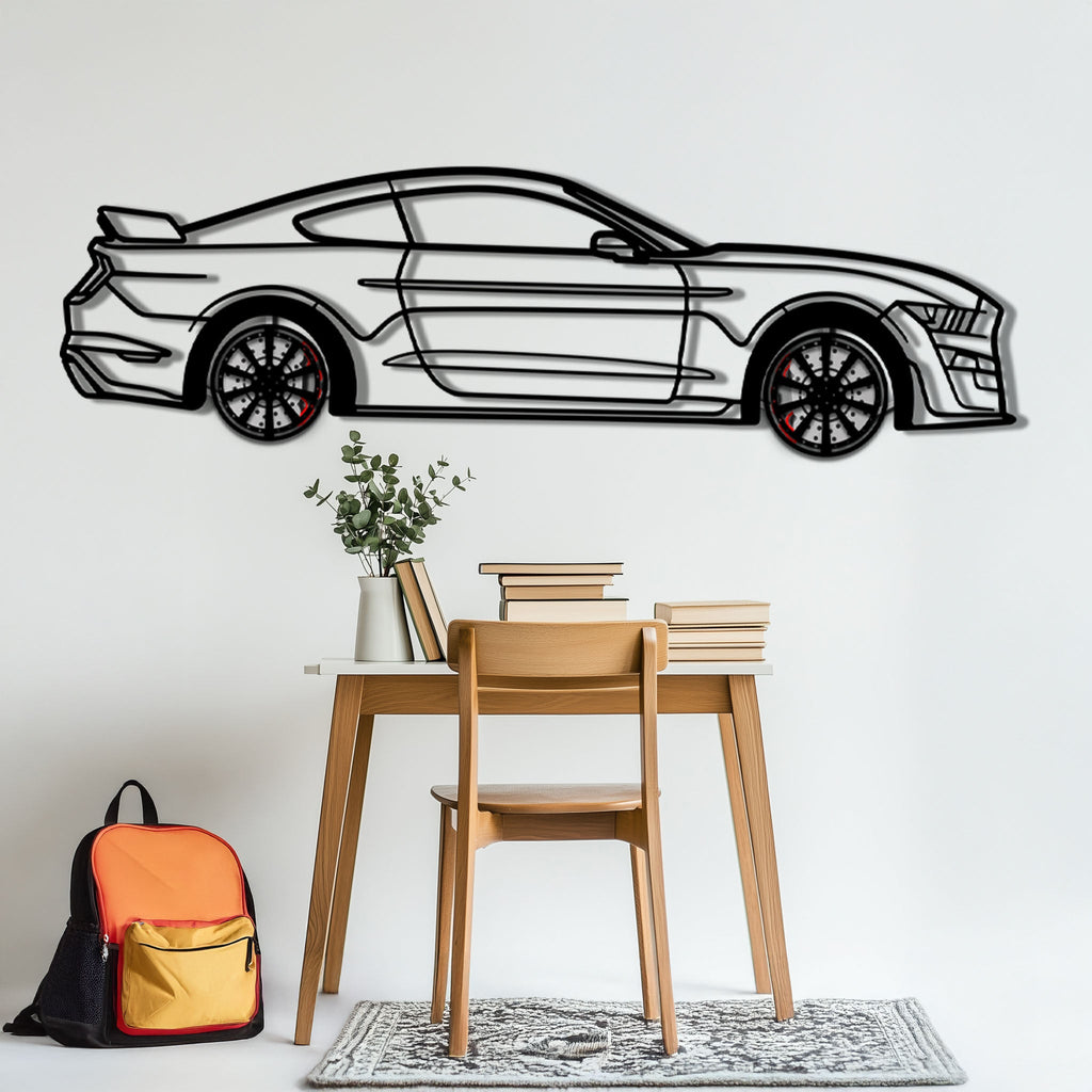 WONDERWALL 'L’Atelier Fun Collection' Ford Mustang Shelby GT500 Metal Car Wall Art with Rotating Wheels - Modern Muscle Silhouette Decor - Interactive Automotive Wall Art - KAFMEKA140