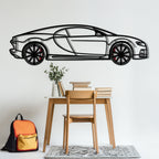WONDERWALL 'L’Atelier Fun Collection' Bugatti Chiron Metal Car Wall Art with Rotating Wheels - Ultimate Hypercar Silhouette Decor - Interactive Automotive Wall Art - KAFMEKA116