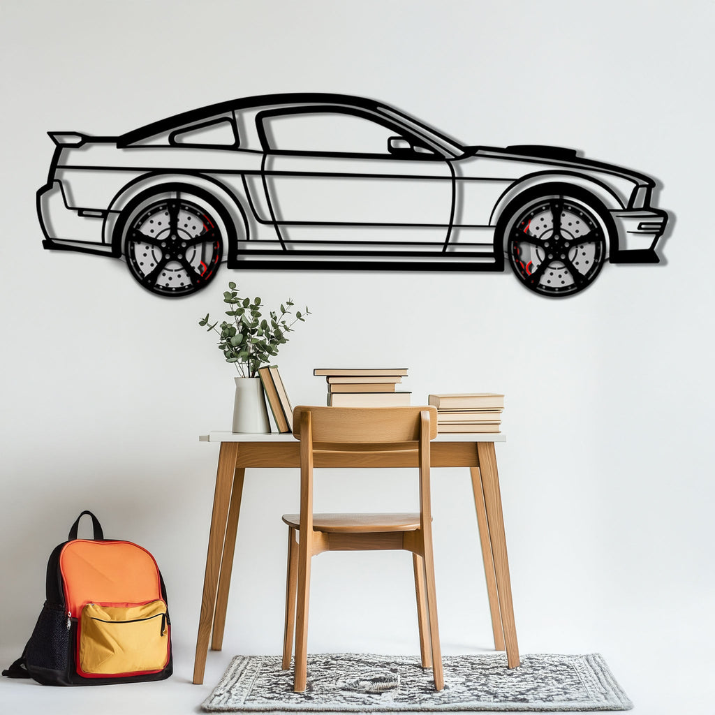 WONDERWALL 'L’Atelier Fun Collection' Ford Mustang GTR (2008) Metal Car Wall Art with Rotating Wheels - Modern Muscle Silhouette Decor - Interactive Automotive Wall Art - KAFMEKA139