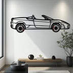 WONDERWALL 'L’Atelier Fun Collection' Ferrari F430 Spider Metal Car Wall Art with Rotating Wheels - Italian Convertible Supercar Silhouette - Interactive Automotive Wall Decor - KAFMEKA134