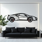 WONDERWALL 'L’Atelier Fun Collection' Ferrari 488 Pista Metal Car Wall Art with Rotating Wheels - Track-Focused Italian V8 Silhouette - Interactive Automotive Wall Decor - KAFMEKA128