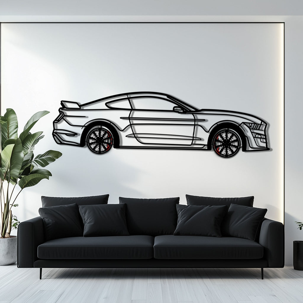 WONDERWALL 'L’Atelier Fun Collection' Ford Mustang Shelby GT500 Metal Car Wall Art with Rotating Wheels - Modern Muscle Silhouette Decor - Interactive Automotive Wall Art - KAFMEKA140