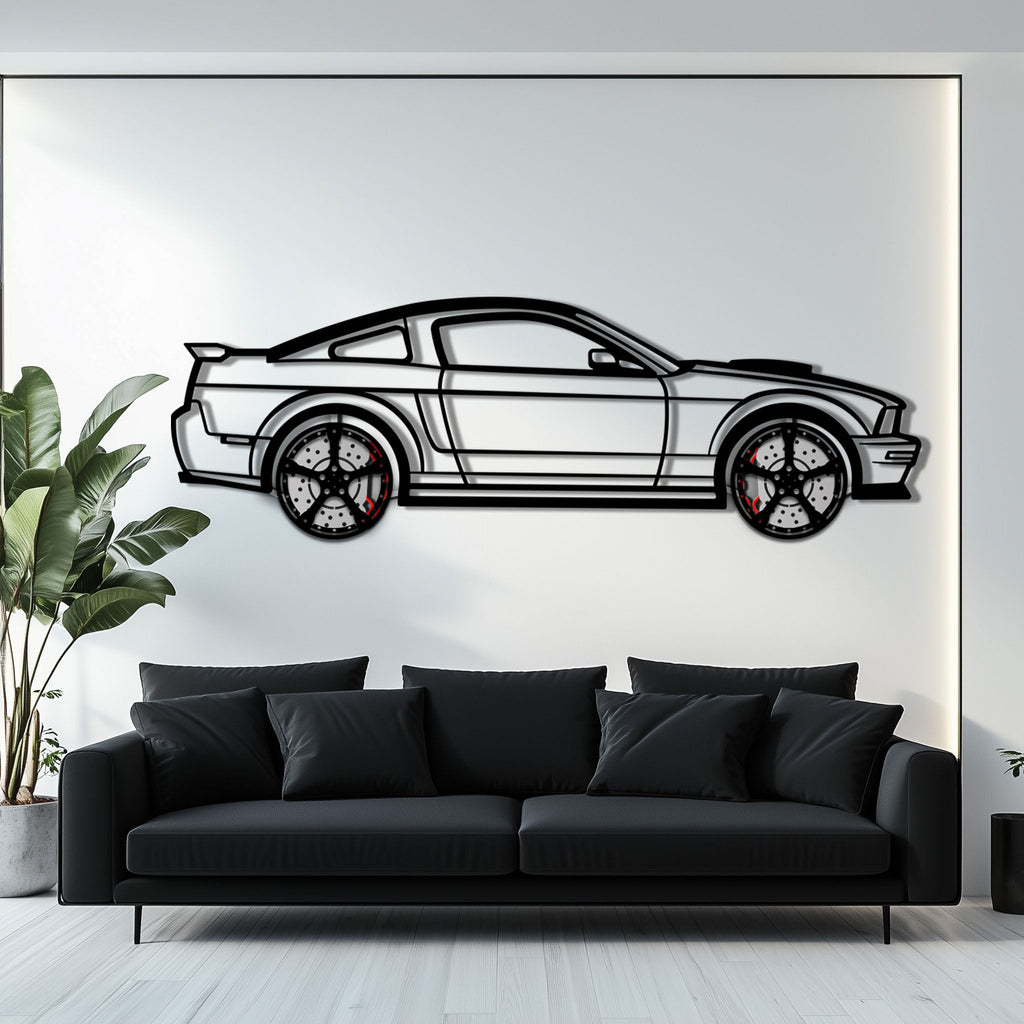 WONDERWALL 'L’Atelier Fun Collection' Ford Mustang GTR (2008) Metal Car Wall Art with Rotating Wheels - Modern Muscle Silhouette Decor - Interactive Automotive Wall Art - KAFMEKA139