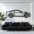 WONDERWALL 'L’Atelier Fun Collection' Ford Mustang GTR (2008) Metal Car Wall Art with Rotating Wheels - Modern Muscle Silhouette Decor - Interactive Automotive Wall Art - KAFMEKA139