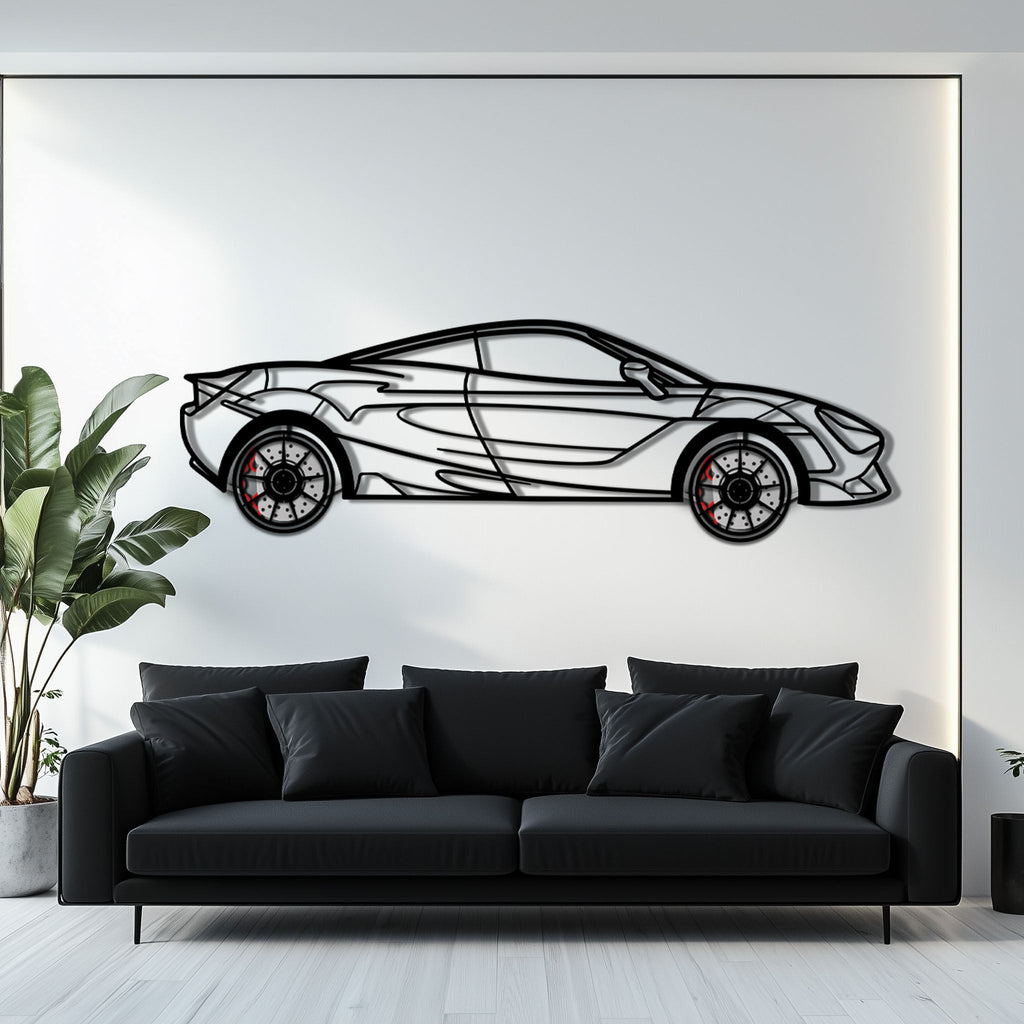 WONDERWALL 'L’Atelier Fun Collection' McLaren 720S Metal Car Wall Art with Rotating Wheels - British Supercar Silhouette - Interactive Automotive Wall Decor - KAFMEKA149