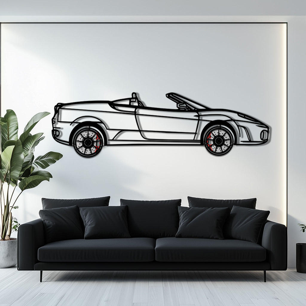 WONDERWALL 'L’Atelier Fun Collection' Ferrari F430 Spider Metal Car Wall Art with Rotating Wheels - Italian Convertible Supercar Silhouette - Interactive Automotive Wall Decor - KAFMEKA134