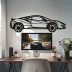 WONDERWALL 'L’Atelier Fun Collection' Ferrari 488 Pista Metal Car Wall Art with Rotating Wheels - Track-Focused Italian V8 Silhouette - Interactive Automotive Wall Decor - KAFMEKA128