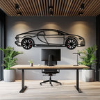 WONDERWALL 'L’Atelier Fun Collection' Bugatti Chiron Metal Car Wall Art with Rotating Wheels - Ultimate Hypercar Silhouette Decor - Interactive Automotive Wall Art - KAFMEKA116