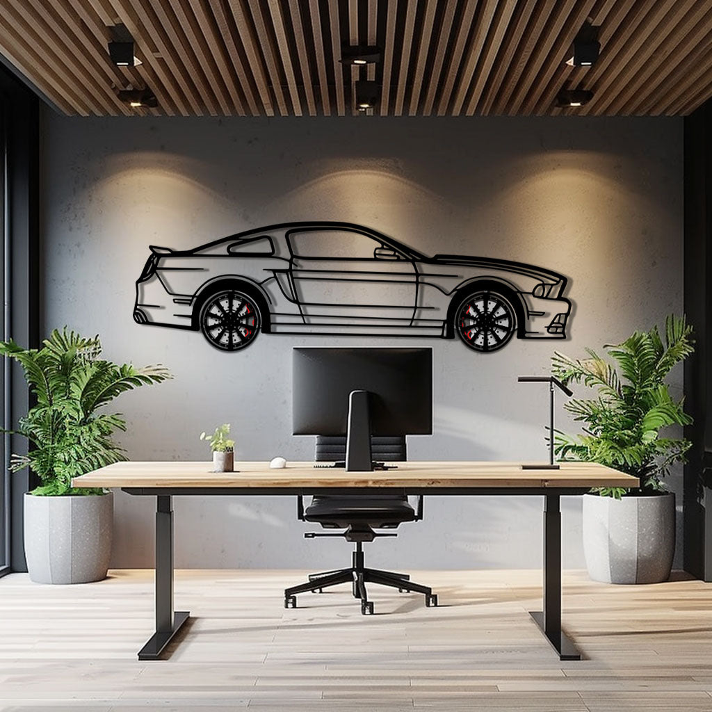 WONDERWALL 'L’Atelier Fun Collection' 2013 Ford Mustang GT Metal Car Wall Art with Rotating Wheels - S197 Modern Muscle Silhouette - Interactive Automotive Wall Decor- KAFMEKA141