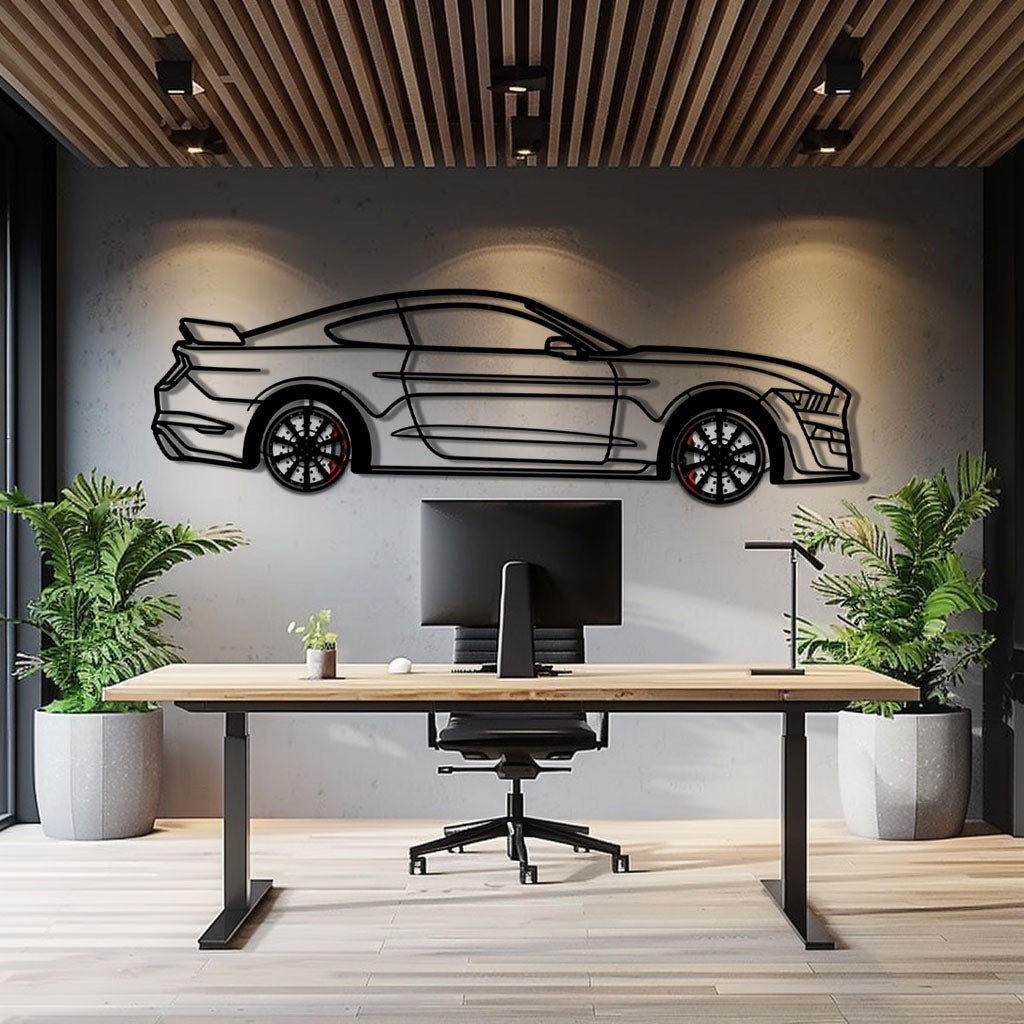 WONDERWALL 'L’Atelier Fun Collection' Ford Mustang Shelby GT500 Metal Car Wall Art with Rotating Wheels - Modern Muscle Silhouette Decor - Interactive Automotive Wall Art - KAFMEKA140