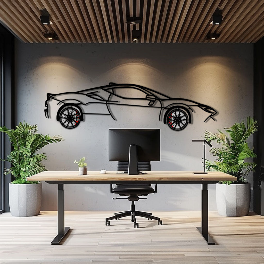 WONDERWALL 'L’Atelier Fun Collection' Ferrari SF90 Stradale Metal Car Wall Art with Rotating Wheels - Hybrid Hypercar Silhouette - Interactive Automotive Wall Decor - KAFMEKA135