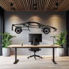 WONDERWALL 'L’Atelier Fun Collection' Ferrari SF90 Stradale Metal Car Wall Art with Rotating Wheels - Hybrid Hypercar Silhouette - Interactive Automotive Wall Decor - KAFMEKA135