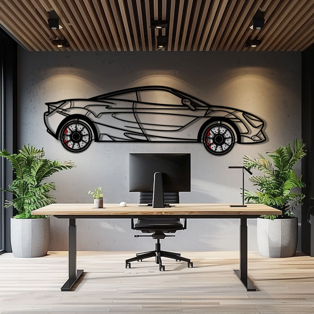 WONDERWALL 'L’Atelier Fun Collection' McLaren 720S Metal Car Wall Art with Rotating Wheels - British Supercar Silhouette - Interactive Automotive Wall Decor - KAFMEKA149
