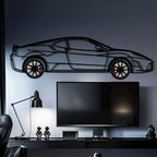 WONDERWALL 'L’Atelier Fun Collection' Ferrari F430 Scuderia Metal Car Wall Art with Rotating Wheels - Track-Focused V8 Silhouette - Interactive Automotive Wall Art - KAFMEKA133