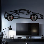 WONDERWALL 'L’Atelier Fun Collection' Ferrari 488 Pista Metal Car Wall Art with Rotating Wheels - Track-Focused Italian V8 Silhouette - Interactive Automotive Wall Decor - KAFMEKA128