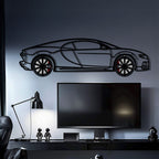 WONDERWALL 'L’Atelier Fun Collection' Bugatti Chiron Metal Car Wall Art with Rotating Wheels - Ultimate Hypercar Silhouette Decor - Interactive Automotive Wall Art - KAFMEKA116