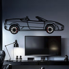 WONDERWALL 'L’Atelier Fun Collection' Ferrari F430 Spider Metal Car Wall Art with Rotating Wheels - Italian Convertible Supercar Silhouette - Interactive Automotive Wall Decor - KAFMEKA134