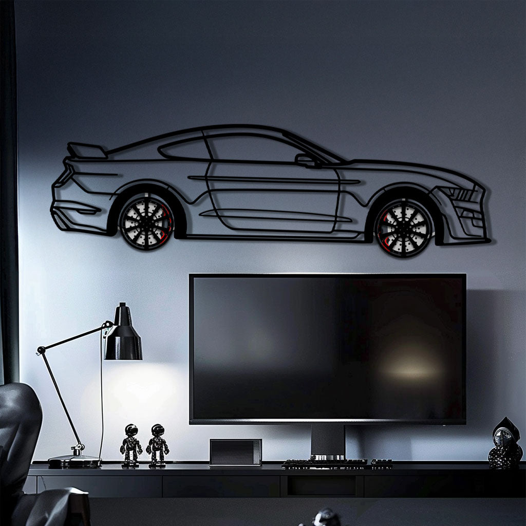 WONDERWALL 'L’Atelier Fun Collection' Ford Mustang Shelby GT500 Metal Car Wall Art with Rotating Wheels - Modern Muscle Silhouette Decor - Interactive Automotive Wall Art - KAFMEKA140