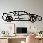 WONDERWALL 'L’Atelier Fun Collection' Ferrari F430 Scuderia Metal Car Wall Art with Rotating Wheels - Track-Focused V8 Silhouette - Interactive Automotive Wall Art - KAFMEKA133
