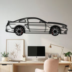 WONDERWALL 'L’Atelier Fun Collection' 2013 Ford Mustang GT Metal Car Wall Art with Rotating Wheels - S197 Modern Muscle Silhouette - Interactive Automotive Wall Decor- KAFMEKA141