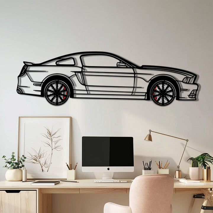 WONDERWALL 'L’Atelier Fun Collection' 2013 Ford Mustang GT Metal Car Wall Art with Rotating Wheels - S197 Modern Muscle Silhouette - Interactive Automotive Wall Decor- KAFMEKA141