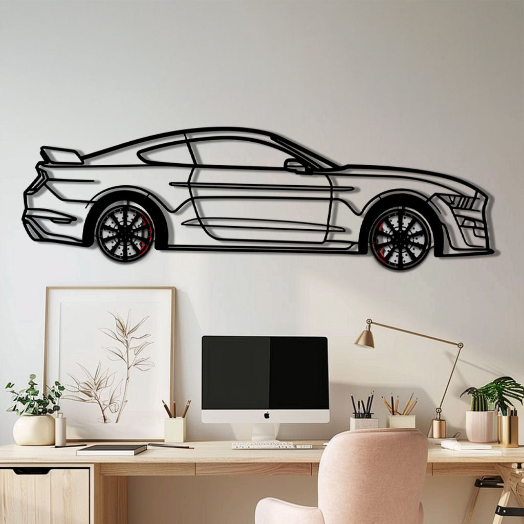 WONDERWALL 'L’Atelier Fun Collection' Ford Mustang Shelby GT500 Metal Car Wall Art with Rotating Wheels - Modern Muscle Silhouette Decor - Interactive Automotive Wall Art - KAFMEKA140
