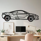 WONDERWALL 'L’Atelier Fun Collection' McLaren 720S Metal Car Wall Art with Rotating Wheels - British Supercar Silhouette - Interactive Automotive Wall Decor - KAFMEKA149