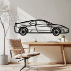 WONDERWALL 'L’Atelier Fun Collection' Ferrari F430 Scuderia Metal Car Wall Art with Rotating Wheels - Track-Focused V8 Silhouette - Interactive Automotive Wall Art - KAFMEKA133