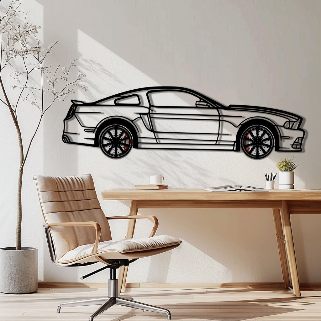 WONDERWALL 'L’Atelier Fun Collection' 2013 Ford Mustang GT Metal Car Wall Art with Rotating Wheels - S197 Modern Muscle Silhouette - Interactive Automotive Wall Decor- KAFMEKA141
