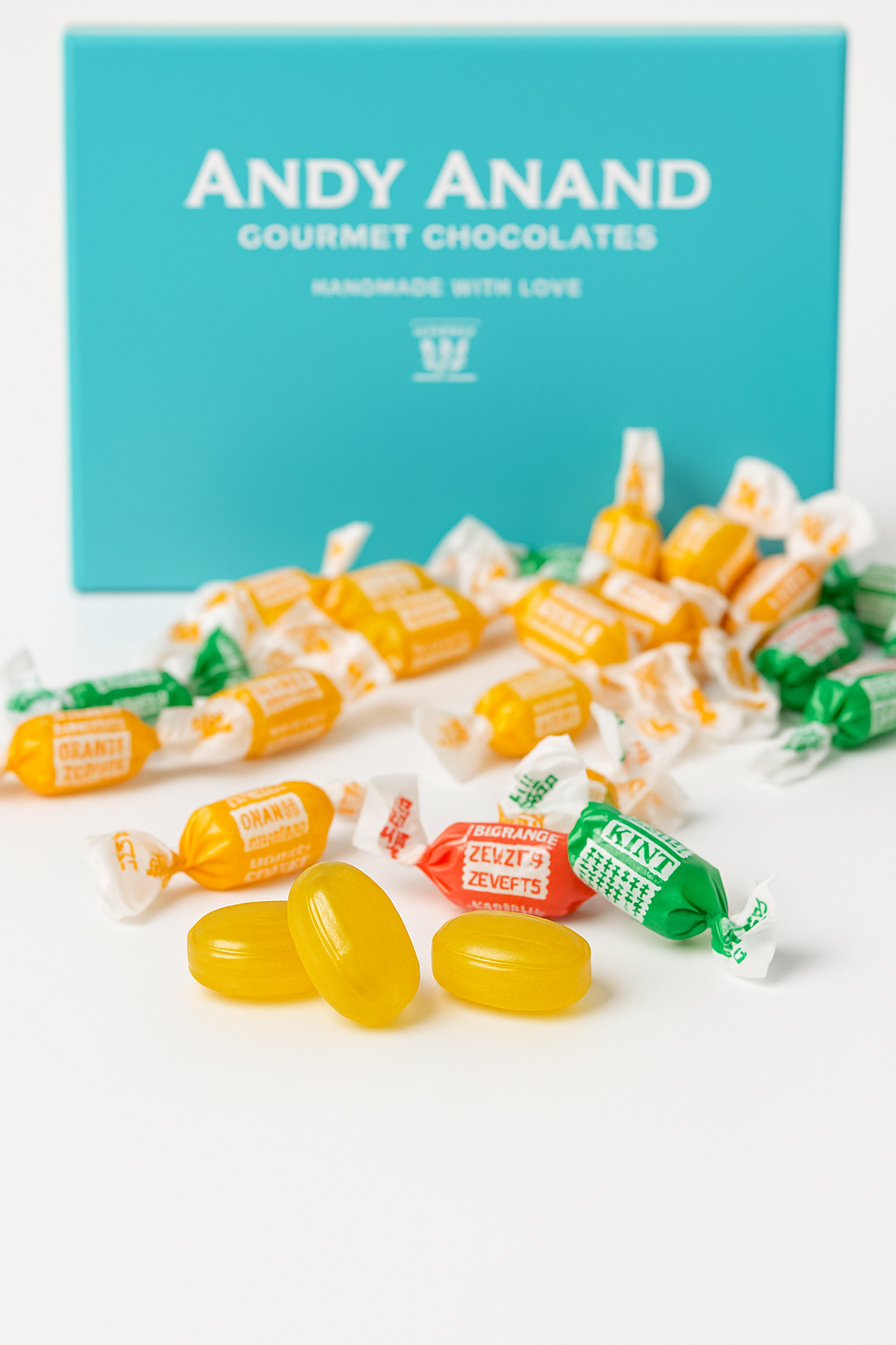 Andy Anand Sugar - Free Ginger Candy, 55 pc, 7 oz – Orange, Mango & Lemon Flavors, Made in Italy, Imported Keto & Diabetic - Friendly Gift Box