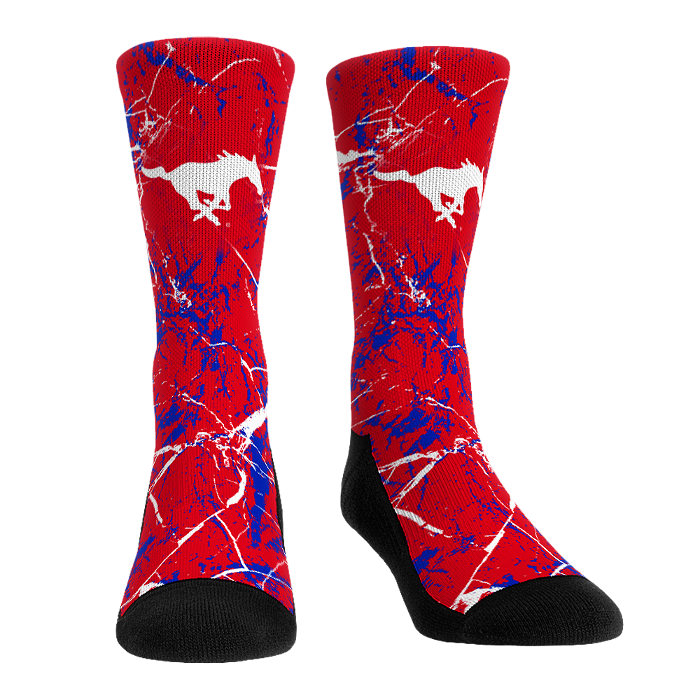 SMU Mustangs - Cracked Marble Crew Socks