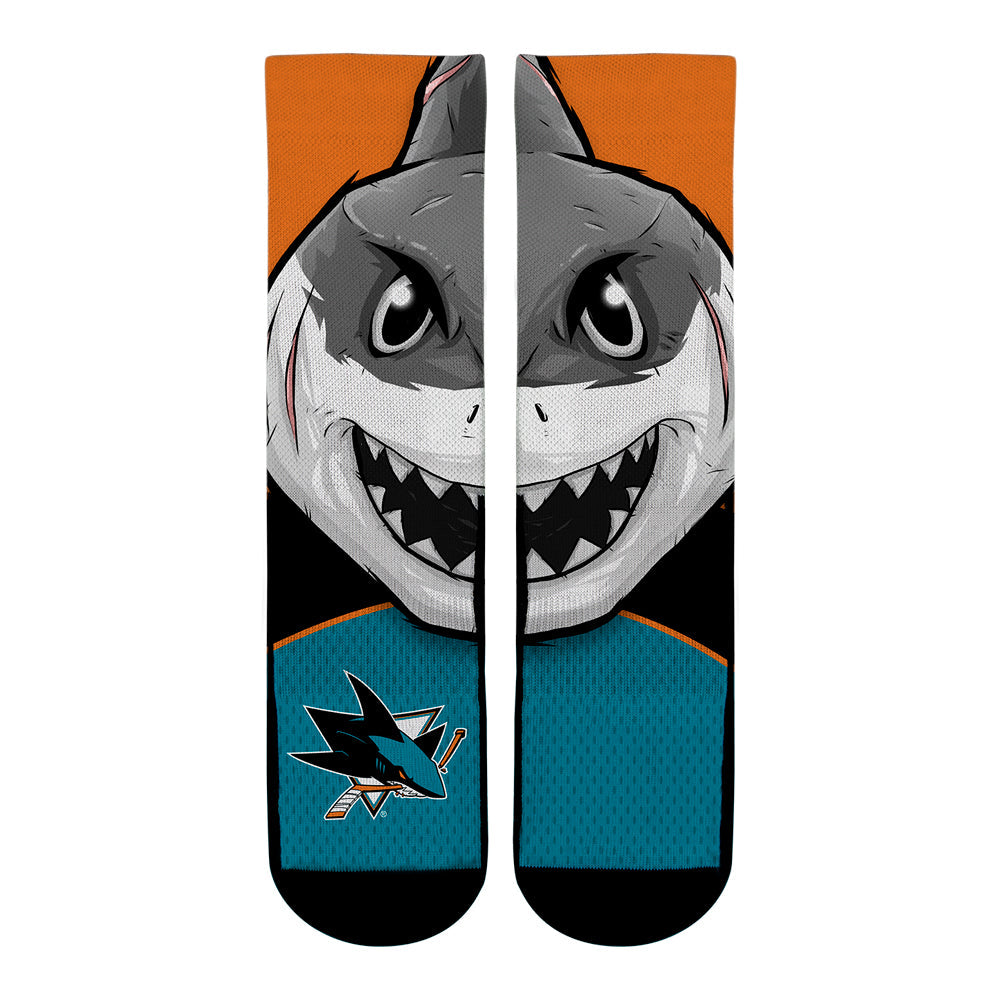 San Jose Sharks - Split Face Mascot Crew Socks