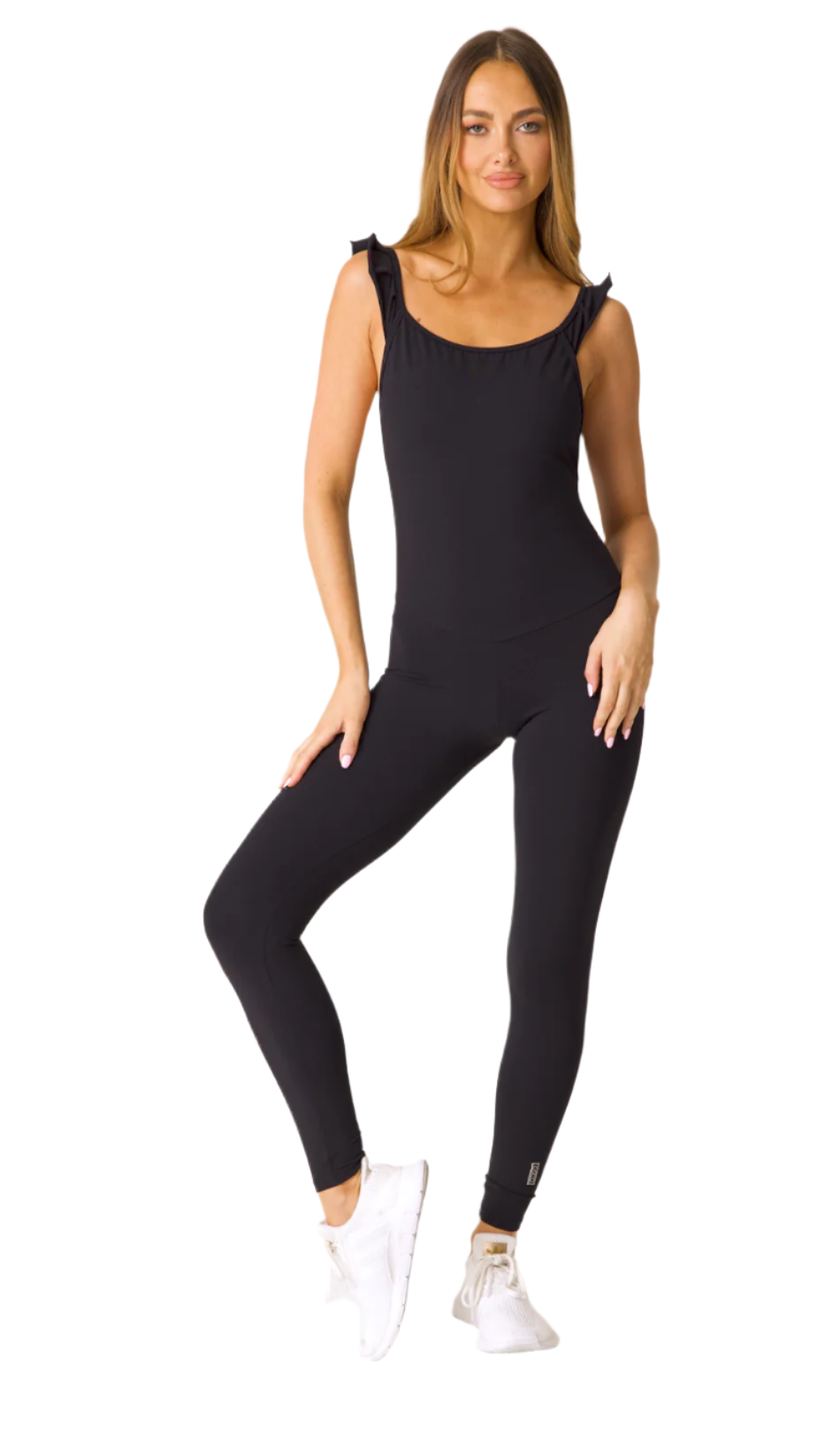 Ballerina Jumpsuit | Ruffle Strap Detail | Black Lycra