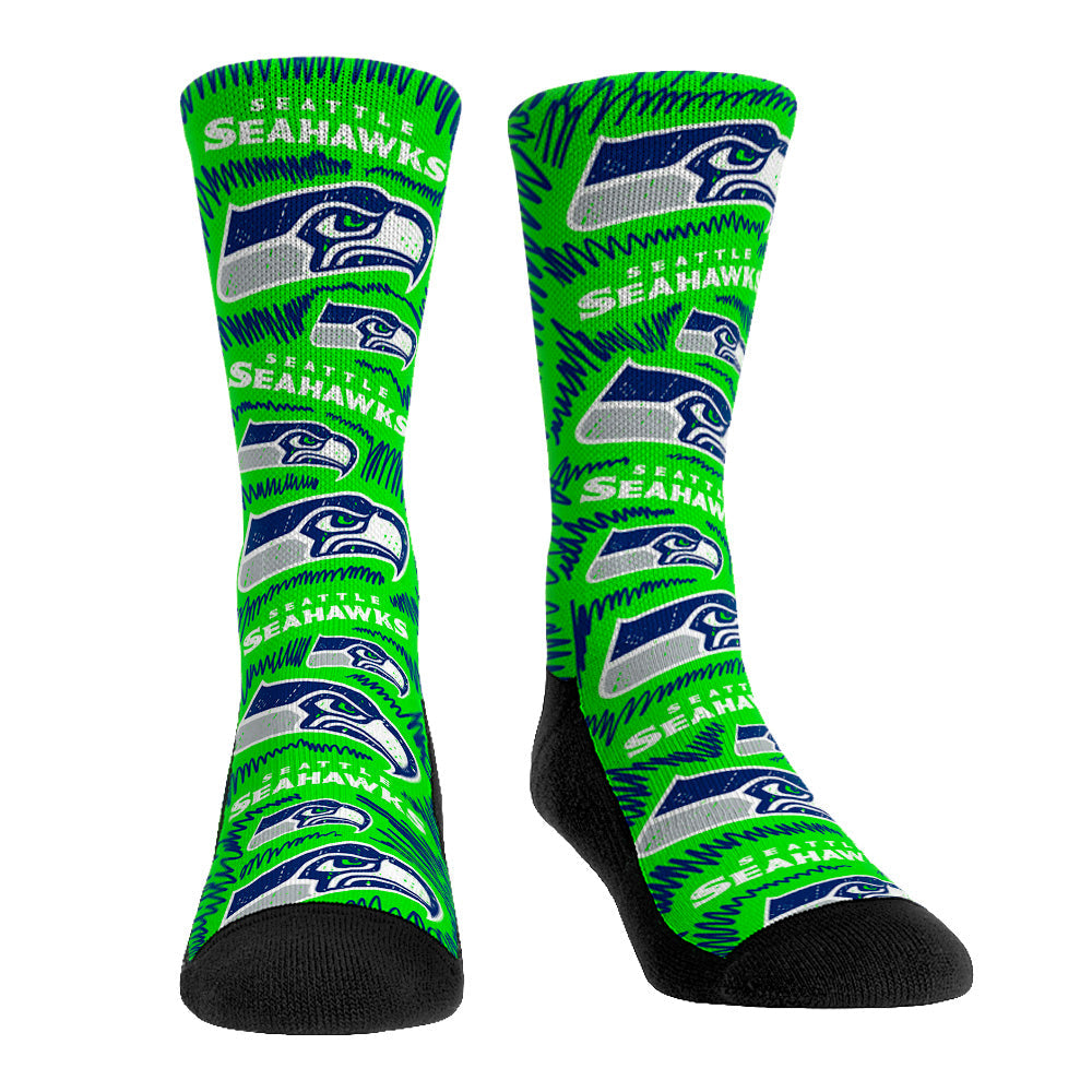Seattle Seahawks - Logo Sketch (Green) Crew Socks